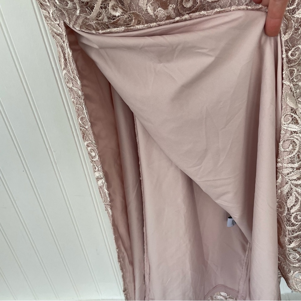 JS COLLECTIONS RIVER PUFF SLEEVE COLUMN GOWN NEW Size 4 Blush - Picture 10 of 15